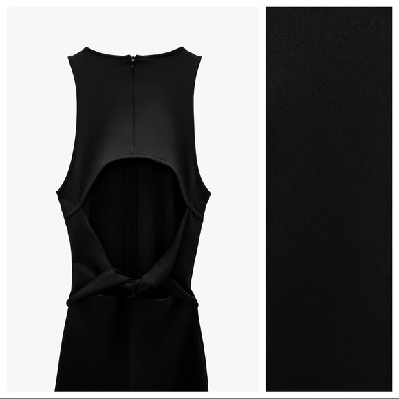 NWT. Zara Black Neoprene-effect Open Back Maxi Dress TRF. Size M. - Picture 5 of 9